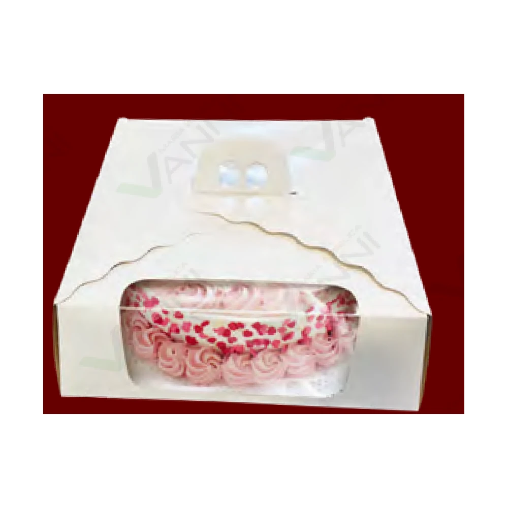 CAJA TORTA CARTULINA BCO. CON VENTANA LATERAL